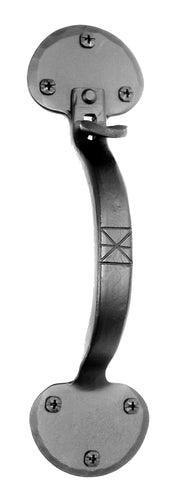 Acorn 10 3/16 Inch Bean Door Handle With Thumb Piece In Black Smooth Iron