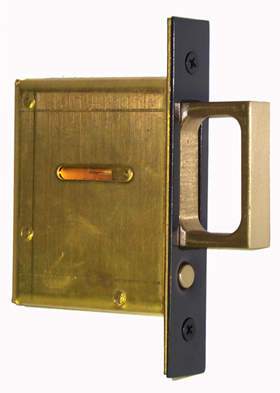 Acorn APMBP: 5 inch Pocket Door Pull, Mortise in Black & Brass