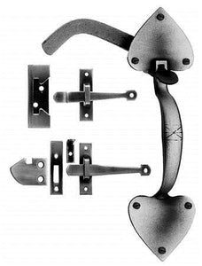 Acorn ATUBI: 12 inch Heart Rim Latch Set in Smooth Iron