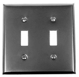 Acorn AW2BP: 4.5 inch Double Toggle Switch Plate in Smooth Iron