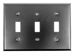 Acorn AW3BP: 6 5/8 inch Triple Toggle Switch Plate in Smooth Iron