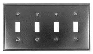 Acorn AW4BP: 8 3/16 inch Quad Toggle Switch Plate in Smooth Iron