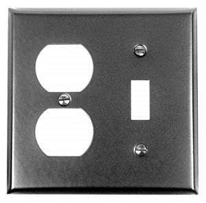 Acorn AW6BP: 4.5 inch Duplex Receptacle Wall Plate 1 Toggle in Smooth Iron