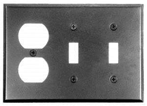 Acorn AW7BP: 6 5/8 inch Duplex Receptacle Wall Plate 2 Toggle in Smooth Iron