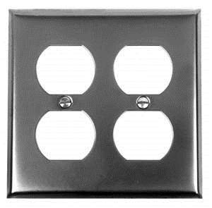Acorn AW8BP: 4.5 inch Double Receptacle Duplex Wall Plate in Smooth Iron