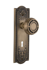 Nostalgic Passage Knob Meadows Plate w/ Mission Knob Antique Brass