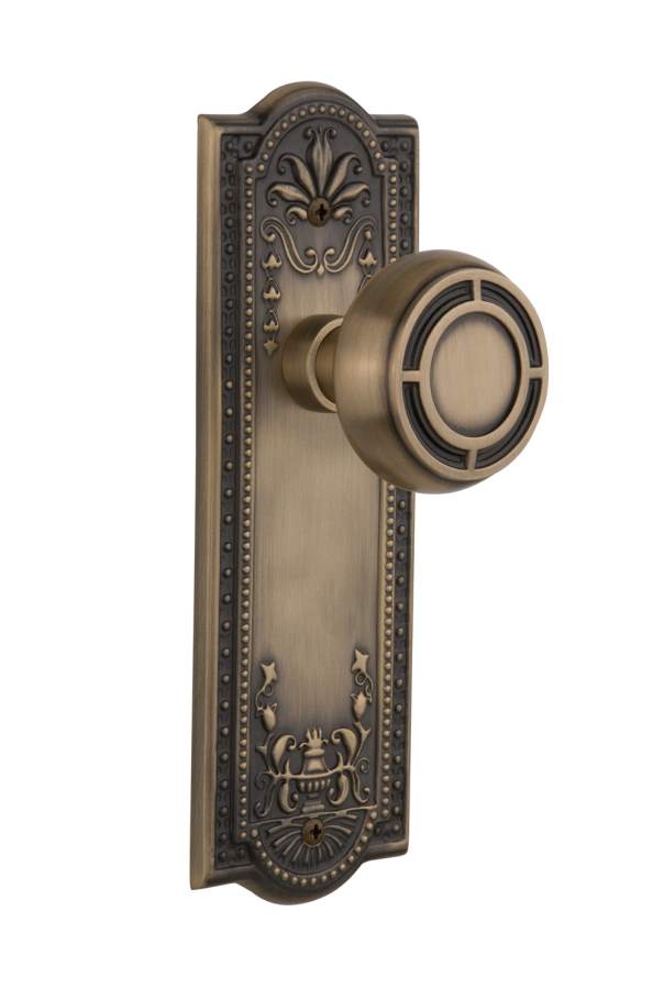Nostalgic Passage Knob Meadows Plate with Mission Knob Antique Brass