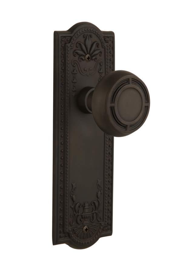 Nostalgic Passage Knob Meadows Plate with Mission Knob Oil-Rubbed Bronze