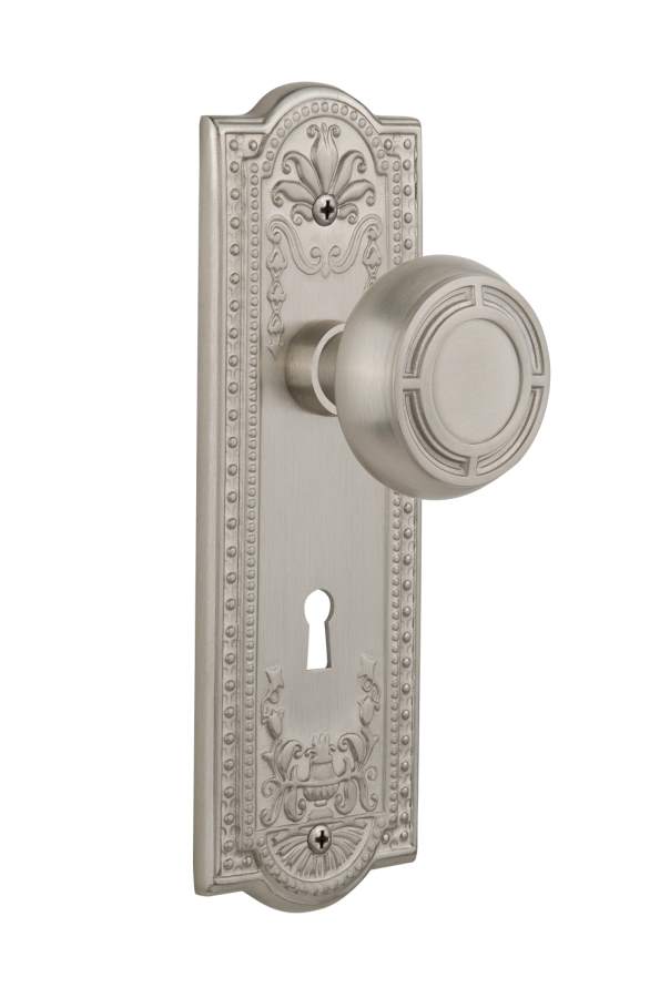 Nostalgic Passage Knob Meadows Plate w/ Mission Knob Satin Nickel
