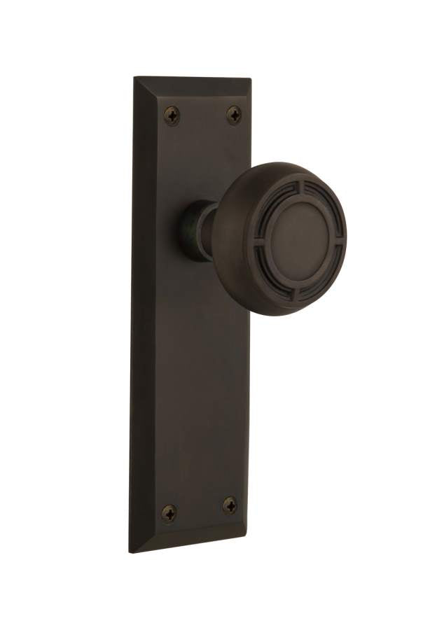 Nostalgic Passage Knob New York Plate with Mission Knob Oil-Rubbed Bronze