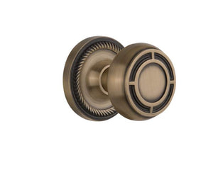 Nostalgic Passage Knob Rope Rosette with Mission Knob Antique Brass