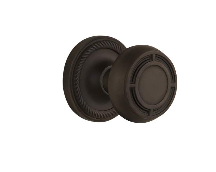 Nostalgic Passage Knob Rope Rosette with Mission Knob Oil-Rubbed Bronze