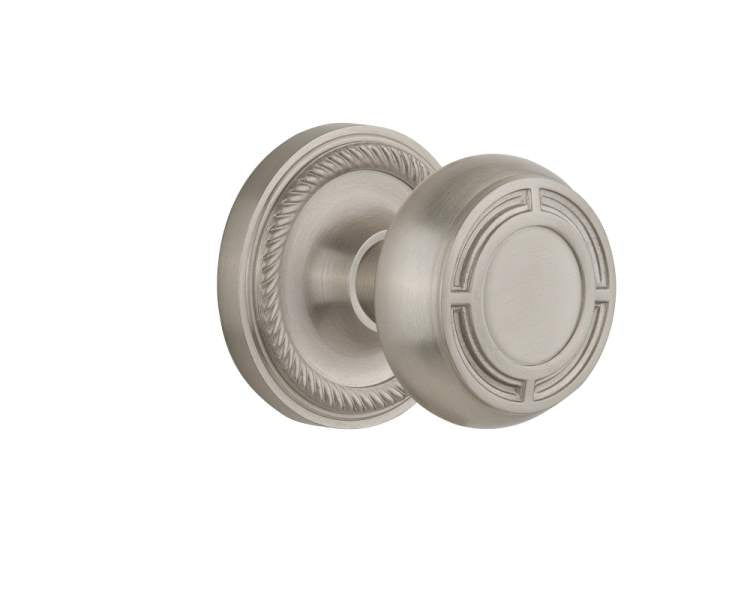 Nostalgic Passage Knob Rope Rosette with Mission Knob Satin Nickel
