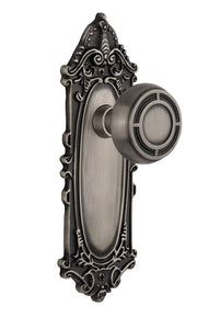 Nostalgic Passage Knob Victorian Plate with Mission Knob Antique Pewter