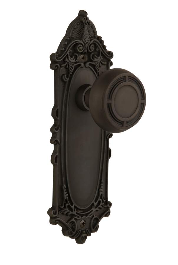 Nostalgic Passage Knob Victorian Plate with Mission Knob Oil-Rubbed Bronze