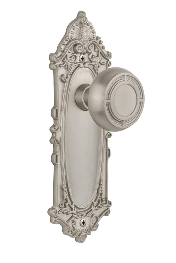 Nostalgic Passage Knob Victorian Plate with Mission Knob Satin Nickel