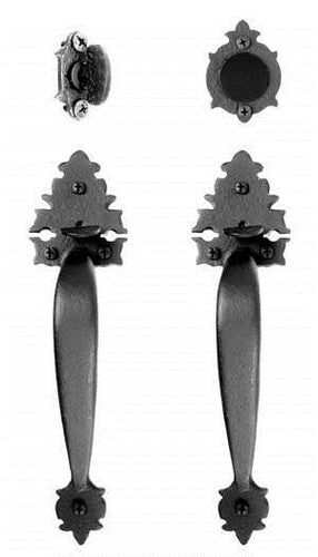 Acorn 13 1/2 Inch Complete Door Pull Set Forged Iron